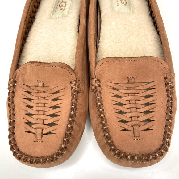 UGG Moccasins Sz 8.5 Clary Twinsole Leather Slip On Loafers Chestnut - Picture 3 of 11